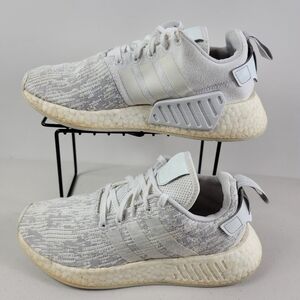 Adidas NMD R2 Flyknit Trainers Triple White Gray BY8691 Women Sneakers Shoes 7